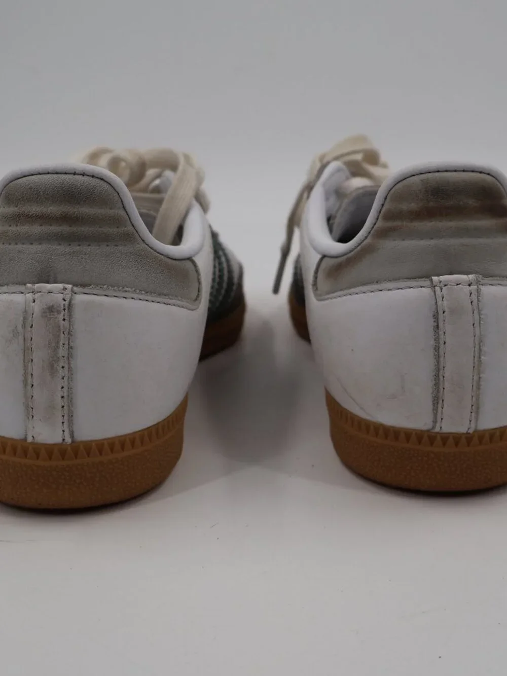 Adidas Samba Sneakers Mens 7.5 White‎ Green Gum Cracked Leather JI2724